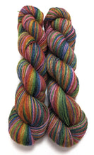 Load image into Gallery viewer, India on 100% llama 4ply/fingering weight yarn. Grey base.

