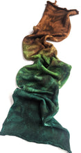 Load image into Gallery viewer, Superwash merino/silk 4ply, in a green and brown gradient.
