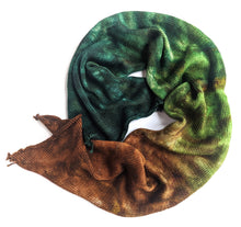 Load image into Gallery viewer, Superwash merino/silk 4ply, in a green and brown gradient.
