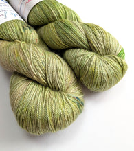 Load image into Gallery viewer, Leafy on baby camel/silk 4ply/fingering weight yarn.
