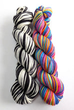 Load image into Gallery viewer, Wednesday's Window sets.  2 x 50g superwash merino 'crazy 8' DK.
