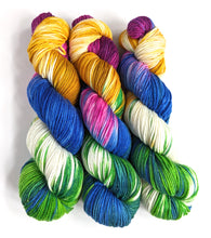 Load image into Gallery viewer, Bedknobs &amp; Broomsticks on superwash merino/nylon/sparkle DK.
