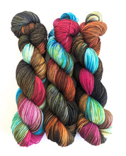 Load image into Gallery viewer, Frankenskein hand dyed sw merino/cashmere/silk 4ply.

