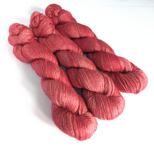 Load image into Gallery viewer, Reds on baby camel/silk 4ply/fingering weight yarn.
