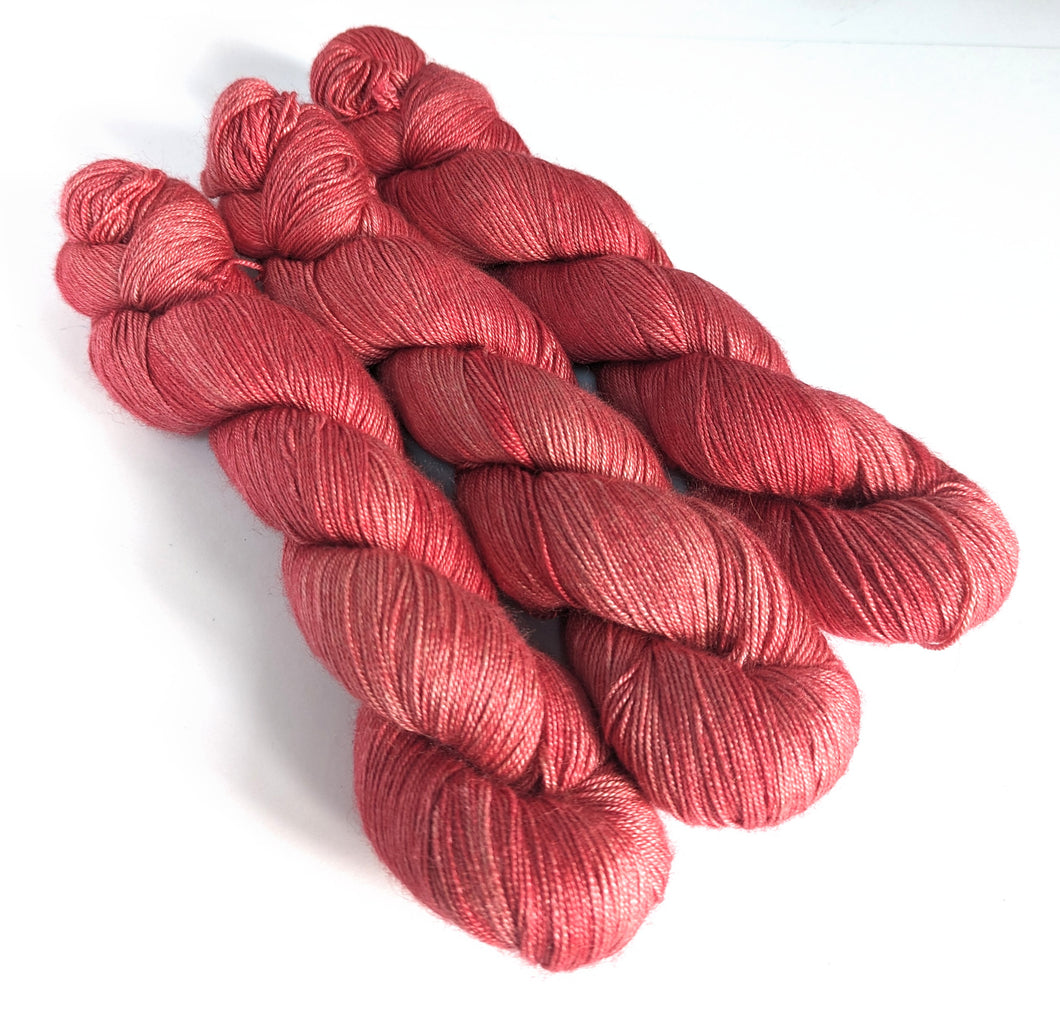 Reds on baby camel/silk 4ply/fingering weight yarn.