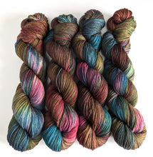 Load image into Gallery viewer, A Frankenskein colourway on superwash Merino/nylon sock yarn.
