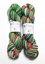 Load image into Gallery viewer, Holly Jolly Christmas on superwash Merino crazy 8 DK.
