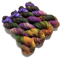 Load image into Gallery viewer, Autumn Sunset on superwash Merino/nylon/sparkle sock yarn.

