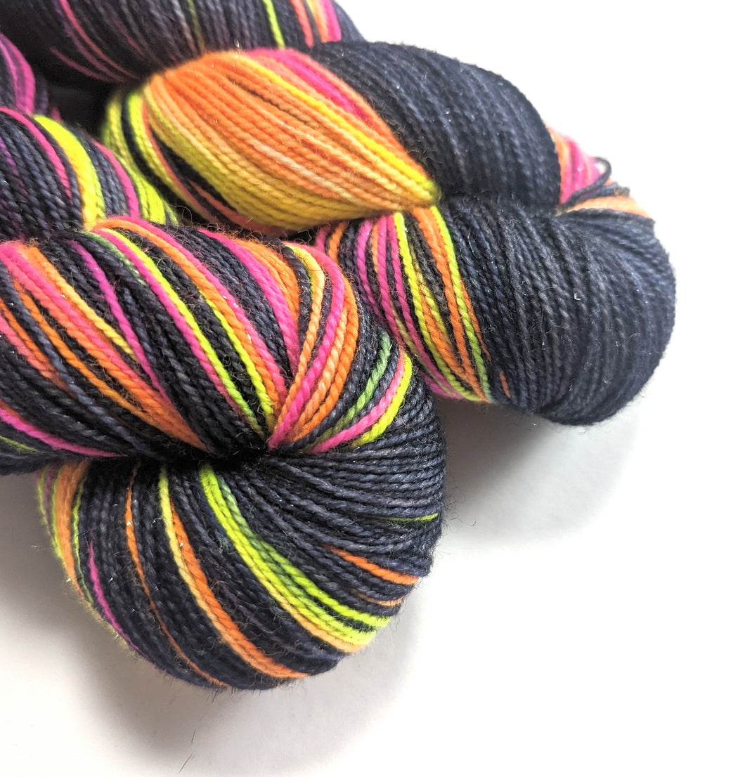 Ultranova on superwash Merino/nylon/sparkle sock yarn.