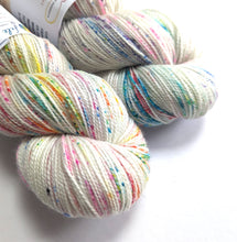 Load image into Gallery viewer, Not Quite Advent Speckles on superwash Merino/nylon/sparkle sock yarn.
