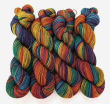 Load image into Gallery viewer, Rainbow on superwash Merino/yak/nylon sock yarn.
