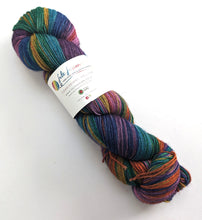 Load image into Gallery viewer, Wintertime Rainbow on yak sock yarn.
