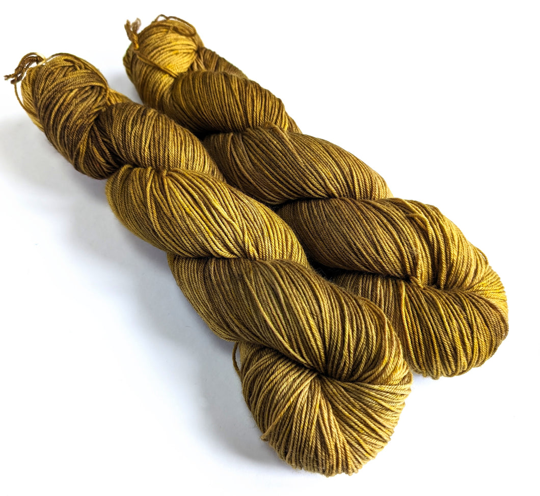 Old Gold on superwash merino/nylon sock yarn.