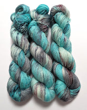Load image into Gallery viewer, Curative Colours on superwash Merino/Silk singles 4ply/fingering weight.
