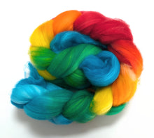 Load image into Gallery viewer, Rainbow on superwash Polwarth/nylon fibre.
