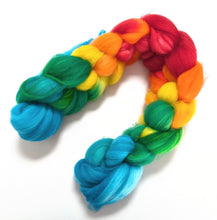 Load image into Gallery viewer, Rainbow on superwash Polwarth/nylon fibre.

