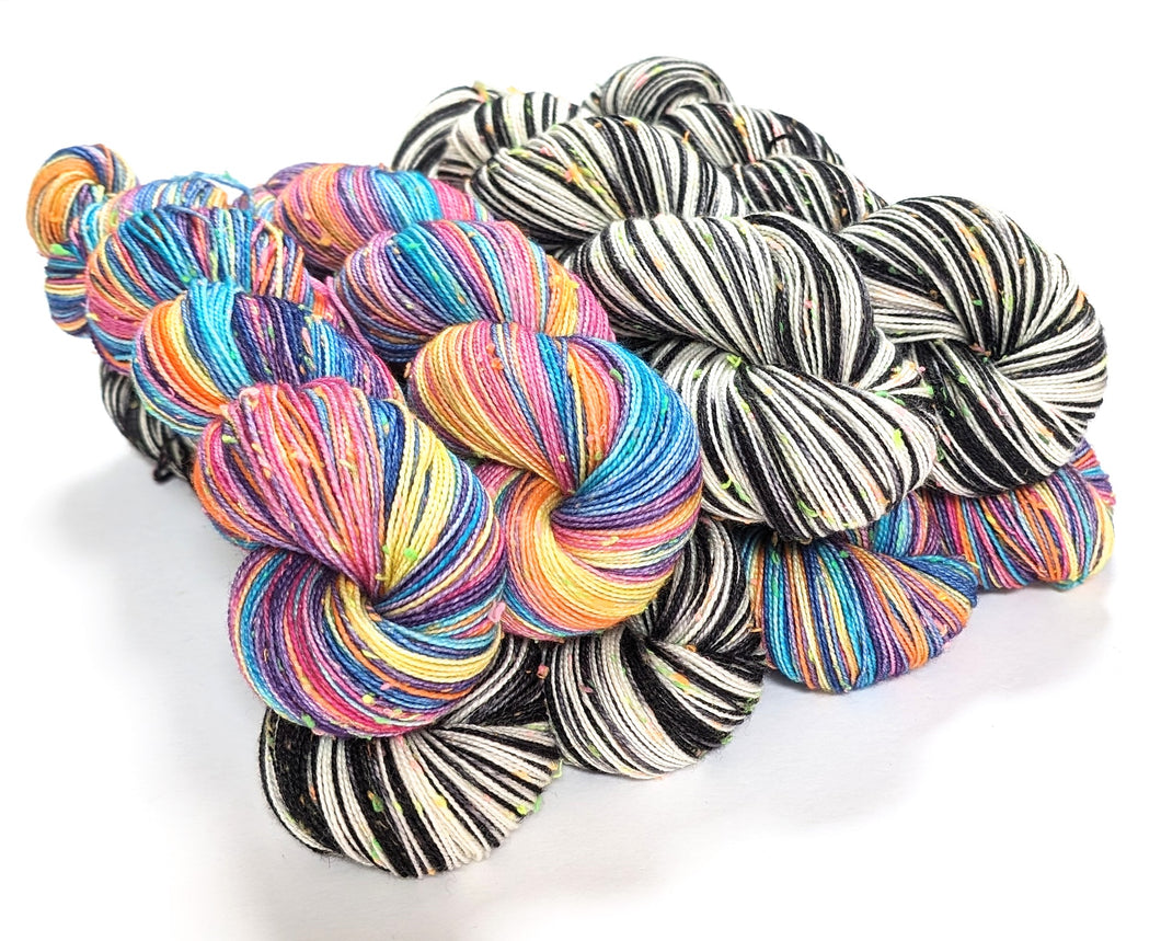 Wednesday's Window on superwash merino/neon neps 4ply/fingering weight.