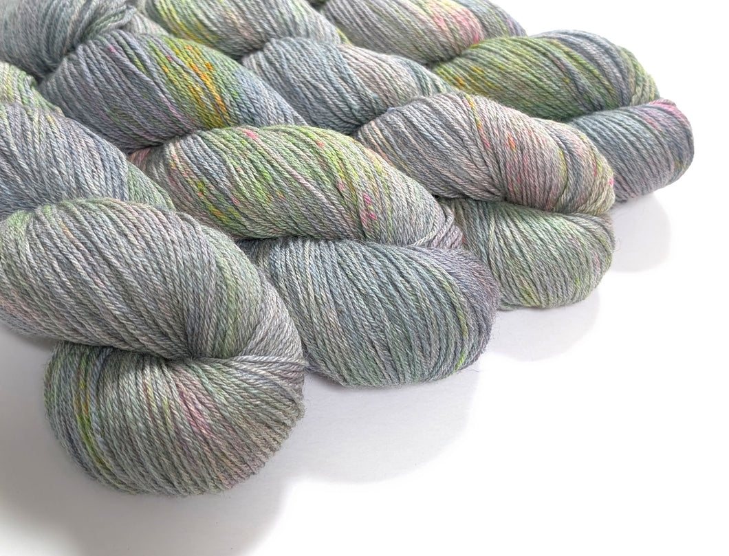Curative Colours on cormo/silk 4ply/fingering weight.