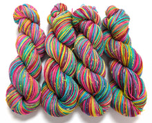 Load image into Gallery viewer, Play That Sax on superwash merino/neon neps 4ply/fingering weight.
