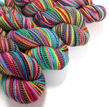 Load image into Gallery viewer, Play That Sax on high twist superwash merino/nylon &quot;Zebra&quot; sock yarn.
