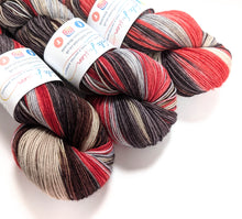 Load image into Gallery viewer, Little Red Riding Hood on superwash BFL/nylon sock yarn.
