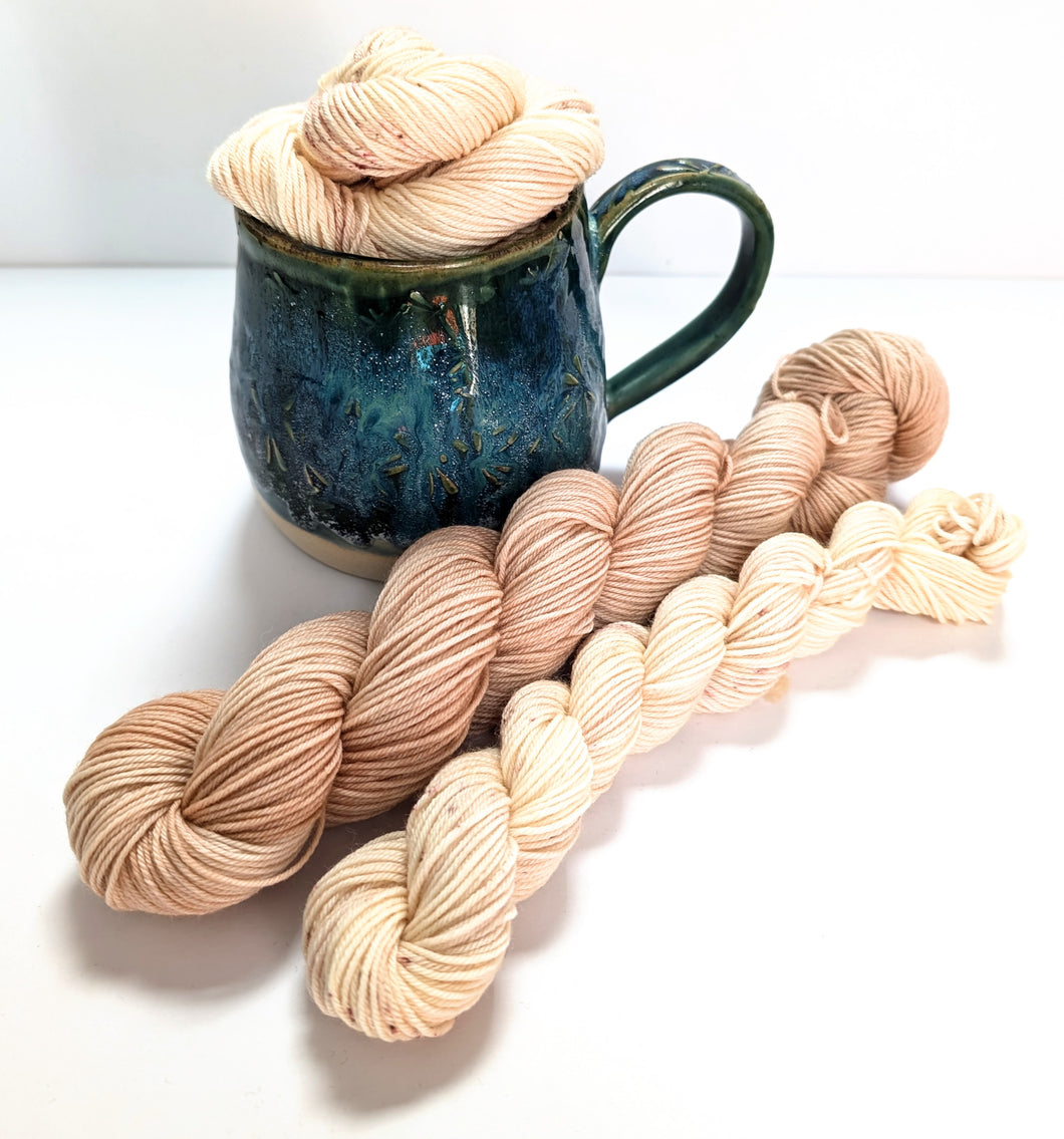 Cappuccino sock set, on superwash merino/nylon sock yarn.