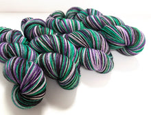 Load image into Gallery viewer, Witches&#39; Brew, hand dyed on Exmoor sock yarn.
