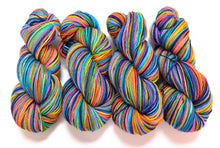Load image into Gallery viewer, Wintertime Rainbow on Talamh sock yarn.
