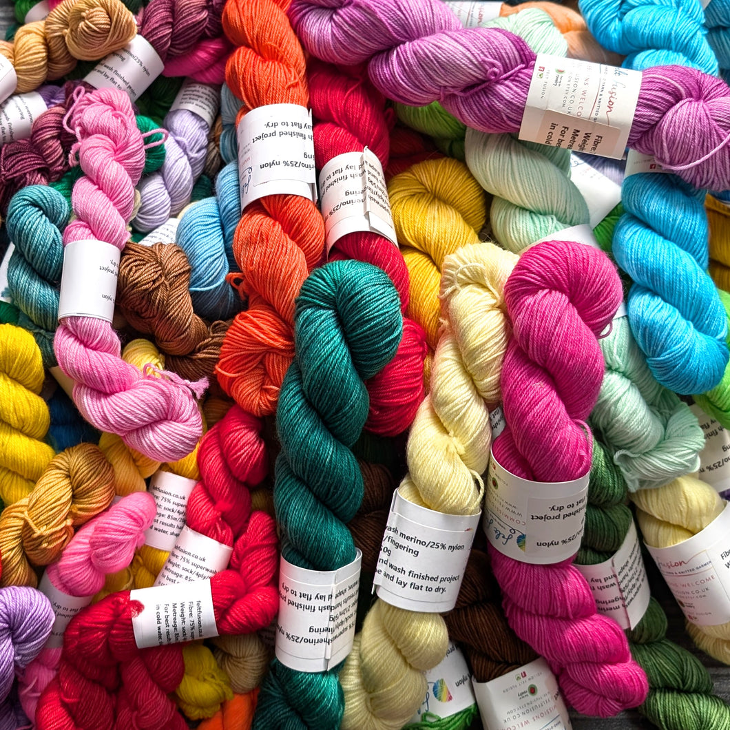 Surprise Super Duper sock set, on superwash merino/nylon sock yarn.
