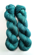 Load image into Gallery viewer, Two skeins of teal yarn on a white background
