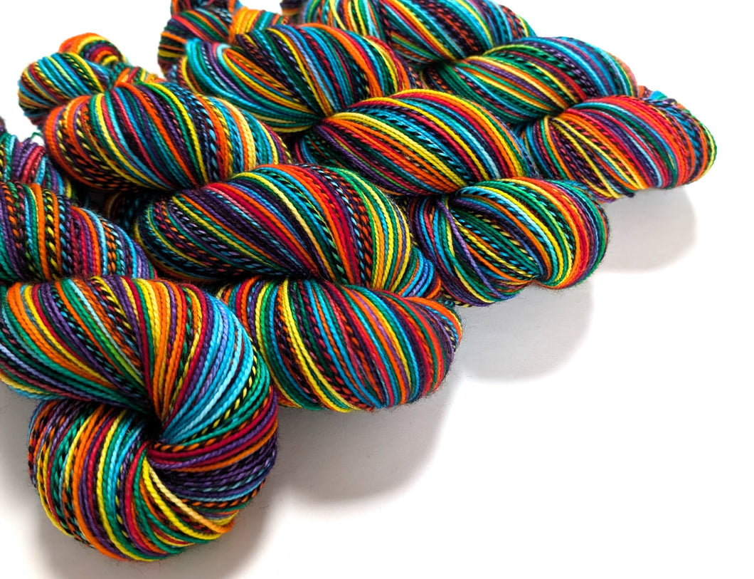 Rainbow on high twist superwash merino/nylon 