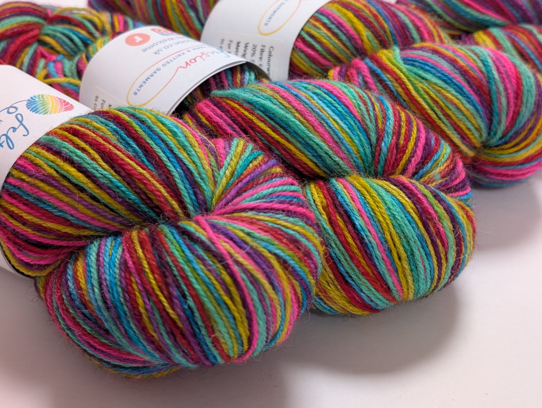 Play That Sax, hand dyed on Exmoor sock yarn.