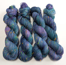 Load image into Gallery viewer, Frankenskein on superwash merino/neon neps 4ply/fingering weight.
