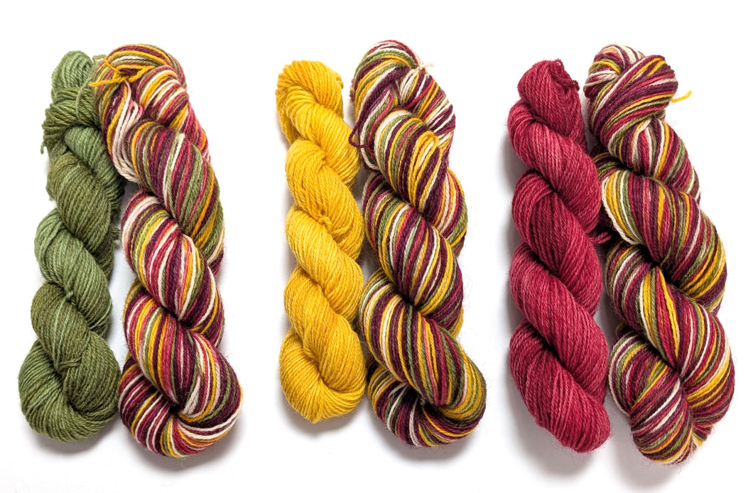 Vintage Christmas sock set, on Talamh sock yarn.