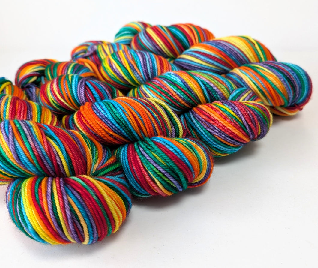 Rainbow on superwash merino worsted (Rios).
