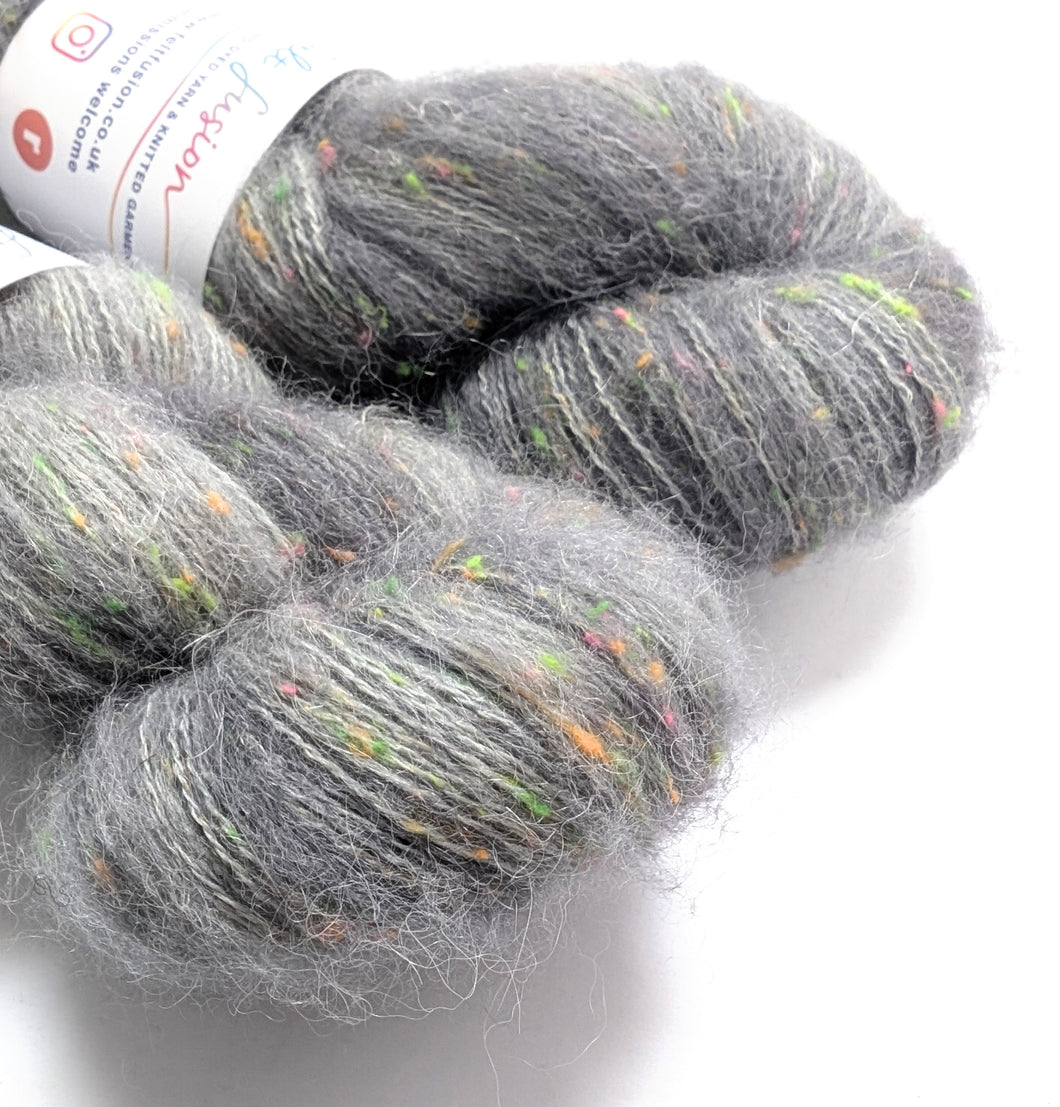 Grey neon fluff 4ply/fingering weight