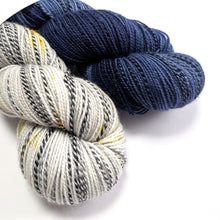 Load image into Gallery viewer, Starlight yarn set on 'zebra' sock yarn.
