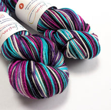 Load image into Gallery viewer, Teen Spirit on superwash merino/nylon/sparkle DK.

