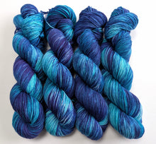 Load image into Gallery viewer, Frankenskein on superwash merino/nylon sock yarn.
