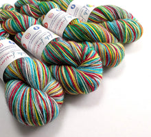 Load image into Gallery viewer, Colorful skeins of yarn with labels on a white background
