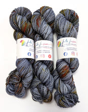 Load image into Gallery viewer, Mordor on high twist superwash merino/nylon "Zebra" sock yarn.
