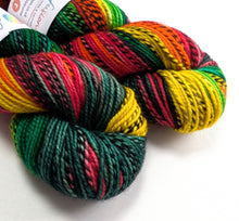 Load image into Gallery viewer, Colorful skein of yarn on a white background
