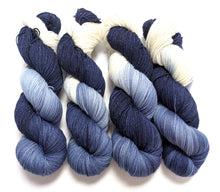 Load image into Gallery viewer, Howl at the Moon on superwash Merino/nylon/sparkle sock yarn.
