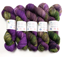 Load image into Gallery viewer, Witchy Woman on superwash merino/cashmere/nylon DK yarn.
