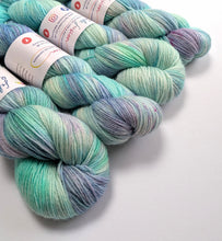 Load image into Gallery viewer, Sea Foam on superwash BFL/nylon sock yarn.
