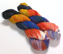 Load image into Gallery viewer, Mandarin Duck on superwash BFL/nylon sock yarn.

