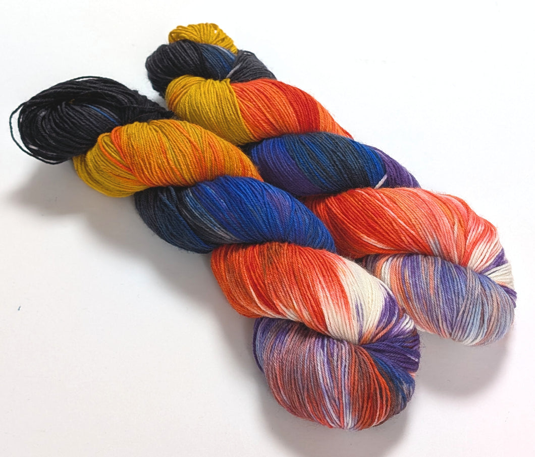 Mandarin Duck on superwash BFL/nylon sock yarn.