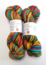 Load image into Gallery viewer, Rainbow on superwash Merino crazy 8 DK.
