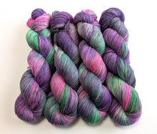 Load image into Gallery viewer, Frankenskein on extra sparkle sock/4ply yarn.
