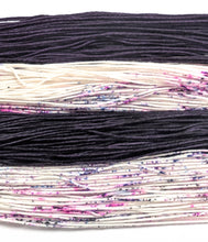 Load image into Gallery viewer, Gothic Speckles and Void self-striping superwash merino/nylon sock.
